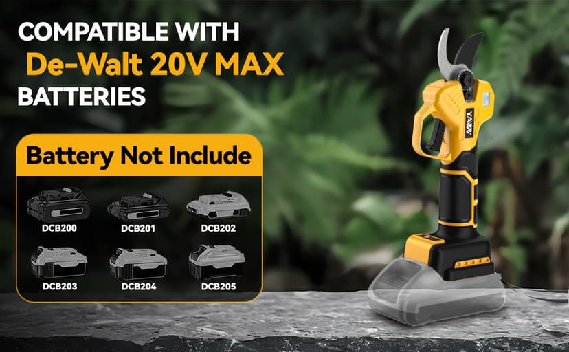 Brushless Electric Pruning Shears for DeWalt 20V Battery, Portable Cordless Pruning Shears with LCD Display&SK5 Blades, Adjustable Cutting Diameter 0.8-1.2 Inch for Gardening Tree Pruning(NO Battery)