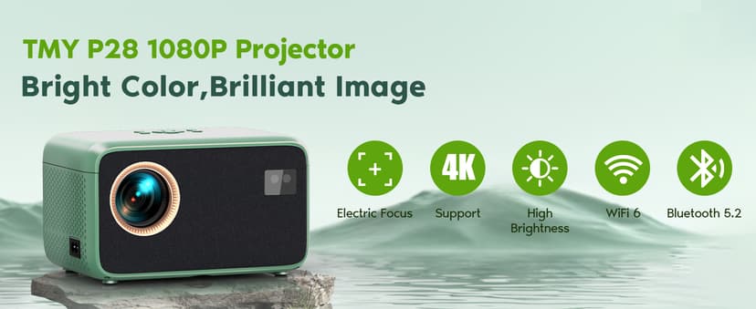【Electric Focus】4K Projector with WiFi and Bluetooth, TMY Portable Projector with Zoom Function, Movie Projector for Phone/TV Stick/HDMI/USB/Laptop/DVD/PS5, Mini Projector for Bedroom or Outdoor
