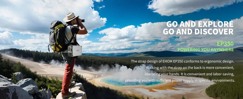 EHOM Portable Power Station 350W (Peak 700W), EP350 299Wh Solar Generator with 120V Pure Sine Wave AC/USB/Car Outlets, Backup Lithium Battery Generator for CPAP Outdoor RV Camping Emergency Blackout