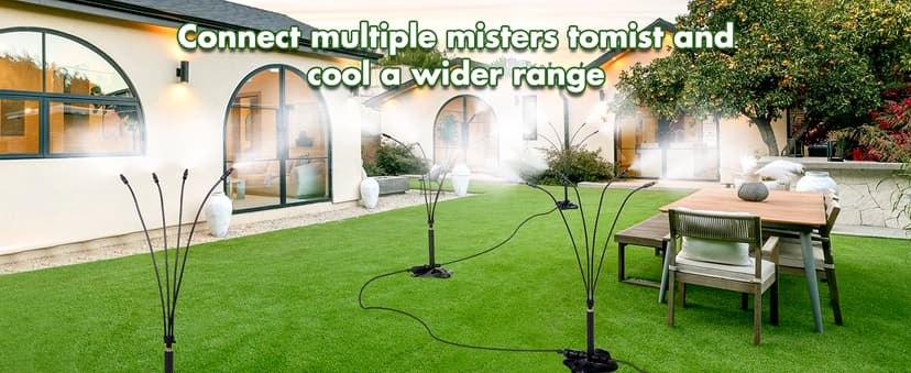 Rafow Standing Misters for Outside Patio Portable Misting System for Cooling Outdoor 26.5 Ft Stand Mist Line Water Sprinklers Patio Mister for Garden Backyard BBQ Party Pool Beach