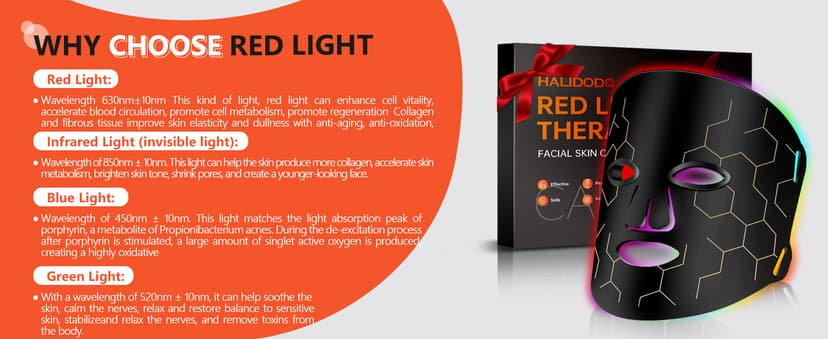 Red Light Therapy Mask for Face, 8 Mode Facial Skin Care Mask, 288 Lamp Red Light Therapy Mask at Home, 660nm&850nm Infrared Light Therapy Mask with Timer Remote Control, Relife
