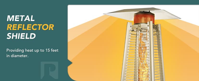 Pamapic Patio Heater, 48,000 BTU Pyramid Flame Patio Outdoor Heater with Cover, Quartz Glass Tube Stainless Steel Propane Heater with Wheels (Stainless Steel Color)