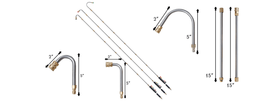 Xiny Tool Pressure Washer Extension Wand, 10 Pack Power Washer Lance with 5 Atomization Nozzle Tips,1 Gutter Cleaner Attachment Curved Rod, 1/4" Quick Connect, 4000 PSI