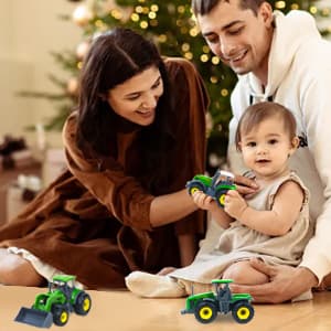 5 Pack Farm Tractor Toys, Die Cast Alloy Farm Trucks Tractor Toys for Kids 3-5 6 7 8 9 Farm Equipment Toys for 3 Years Old and Up Boys Toddlers Gifts - Includes Tractors, Combine Harvester