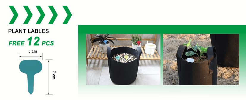 JERIA 12-Pack 5 Gallon, Vegetable/Flower/Plant Grow Bags, Aeration Fabric Pots with Handles (Black), Come with 12 Pcs Plant Labels