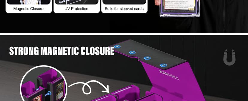 Card Deck Box for MTG with Commander Display, 5 in 1 Trading Card Storage Box Fits 400+ Double-sleeved Cards, Removable Deck Case for TCG/Sports Cards with Dice Tray, 4 Magnetic Card Holders(Colorful)