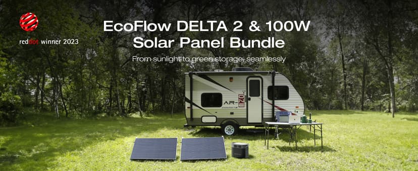 EF ECOFLOW Solar Generators, DELTA 2 Portable Power Station with 2PCS 100W 12V Solar Panels, 1024Wh LFP Battery, Fast Charging, Power Station for Home Backup, Camping&RVs