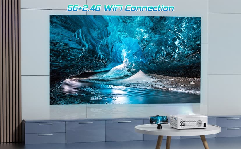 TMY Projector with WiFi and Bluetooth【100" screen included】Native 1080P Outdoor Projector, 4K Supported Portable Projector, Compatible with iOS/Android/PC/TV Stick/HDMI/USB, Indoor Outdoor Use