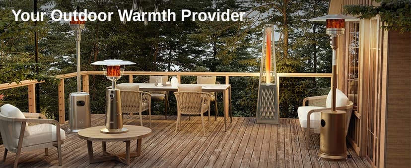 EAST OAK 50,000 BTU Patio Heater with Sand Box, Double-Layer Stainless Steel Burner, Table Design, Safety Protection System, Wheels, Propane Patio Heater for Home and Commercial, Stainless Steel