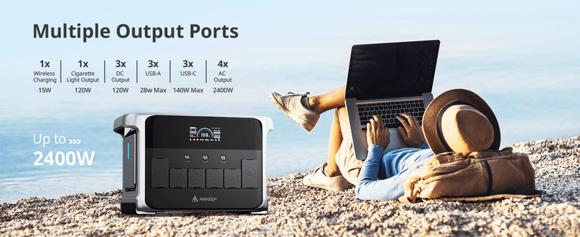 Portable Power Station 2160Wh, 2400W AC/140W USB-C Output with LiFePO4 Battery, 2Hr Ultra-Fast Charge, Solar Generator for Outdoor Camping, Home Backup, RV & Emergency Power DP2400