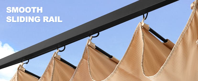 ABCCANOPY Patio Pergola 11x11 - Outdoor Sun Shade Canopy with Retractable Roof for Garden Porch Backyard (Gray)