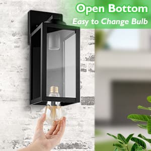 BesLowe Outdoor Wall Mount Light Fixture, Exterior Wall Lantern Waterproof, Black Outside Porch Sconce Lighting with Matte Black Finish & Glass Shade for House Garage Doorway Patio, E26 Socket