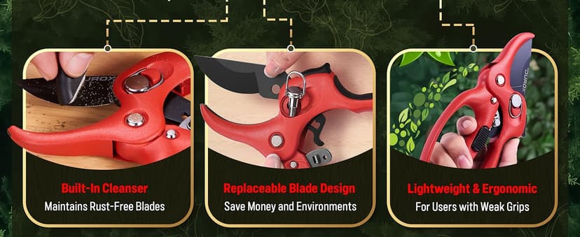DUROX - Ratchet Pruning Shears, Garden Shears with 3x Cutting Power. Effort-Saving Heavy-Duty Anvil Pruners. Replaceable Blade Cutting Blade Design. Ideal Secateurs for Precise Trimming, Model DGR-01