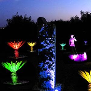 Solar Outdoor Lights, 9 Modes Color Changing 18 LED Solar Spot Lights Outdoor Waterproof Spotlight Landscape Light Solar Powered for Garden Yard Tree Flag Patio Christmas Halloween(2 Pack)