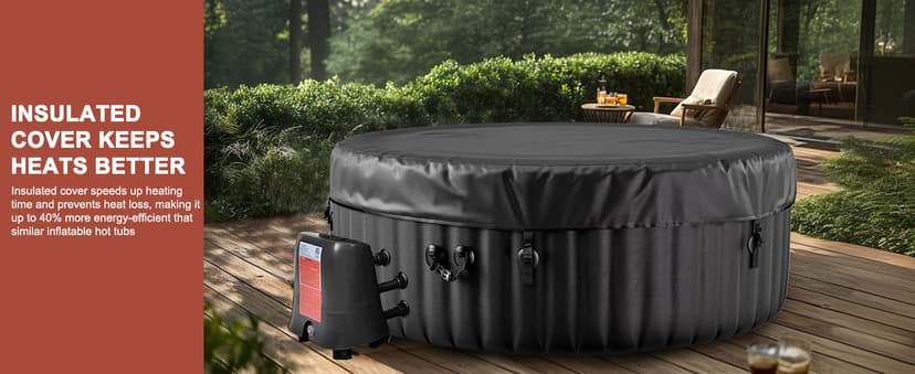 LILYPELLE 2-4 Person Inflatable Hot Tub, Portable Large Round Hottub with 120 Bubble Jets, Outdoor Spa Set Included Heater Pump, Filter and Spa Cover, 72" X 72" X 25"