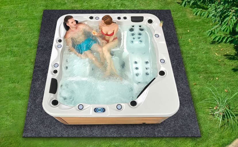 80 * 80 inch Inflatable Hot Tub Mat, Outdoor Indoor, Waterproof Slip-Proof Backing, Absorbent Spa Pool Ground Base Flooring Protector for Hot Tub