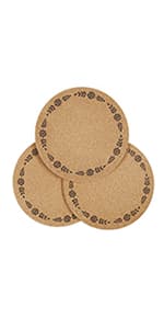 Round Cork Trivets - Hot Pads for Dishes, Pots, Pans & Baking Sheets - Table & Countertop Use