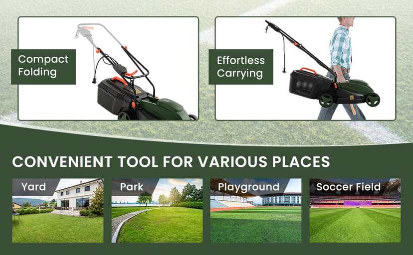 Goplus Lawn Mower, Electric Lawn Mowers with Grass Collection Box, 10 AMP Motor, 13" Cutting Deck, 3 Adjustable Cutting Positions, Walk-Behind Small Corded Lawnmower for Garden Farm Yard