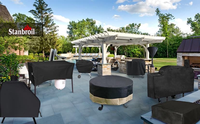 Stanbroil Patio Heater Cover, 600D Oxford Fabric Outdoor Patio Heater Covers with Zipper, Waterproof, Black/Camel, 95'' Height x 34" Dome x 18.5" Base