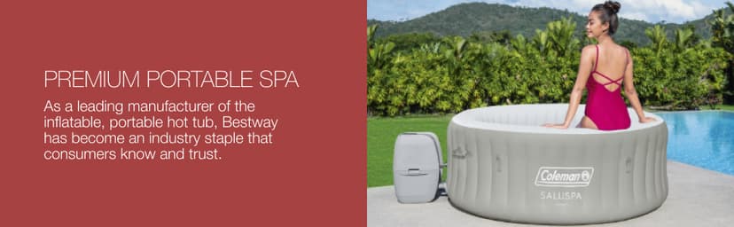 Coleman Tahiti EnergySense AirJet Inflatable Hot Tub Spa (71" x 26") | Portable Hot Tub with 2 Covers (1 Energy-Efficient Thermal Cover and 1 Standard Cover) | Fits Up to 2-4 Persons | Grey