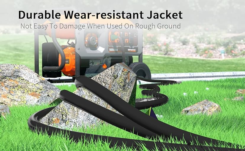 50 FT 30 Amp Generator Extension Cord 4 Prong, Heavy Duty NEMA L14-30P to NEMA L14-30R, 125/250V 7500W, Green 10 Gauge STW Twist Locking House Power Cord, 50 Feet Generator Cable