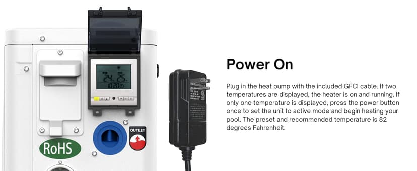 FibroPool Swimming Pool Heat Pump - FH135 35,000 BTU - for Above and In Ground Pools and Spas - High Efficiency, All Electric Heater - No Natural Gas or Propane Needed