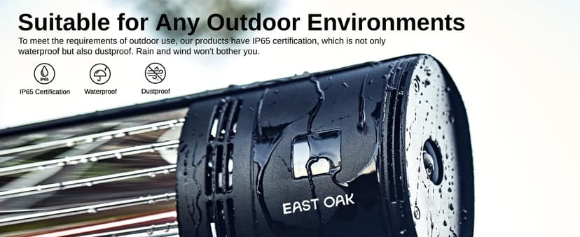 EAST OAK Electric Patio Heater, 1500W Wall Mounted & Standing Outdoor Indoor Infrared Electric Heater with IP65 Waterproof, Overheating Protection & Tip-over, 3 Heat Settings & 24H Timing