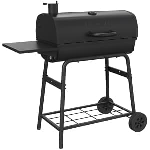 Nexgrill Premium 29" Charcoal Grill with Side Shelf, 552 SQ In Cooking Space, Adjustable Charcoal Tray, Chimney Air Vent, Warming Rack, Barrel Smoker Grill for Camping, Picnics, and More - 810-0029C