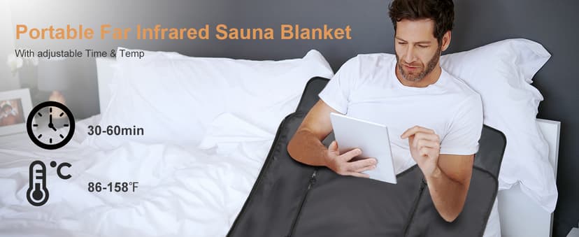 Infrared Sauna Blanket,Portable Sauna Blanket at Home for Body Health and Detoxification,Sauna Blanket for Home Use with Red Light Therapy, Low EMF , 86-176℉, 20-60 Minutes Timer, 5.9ft x 2.62ft