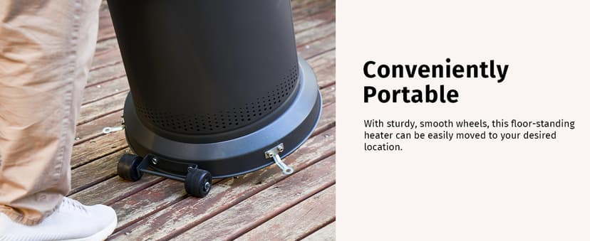 EAST OAK 50,000 BTU Patio Heater for Outdoor Use with Round Table Design, Double-Layer Stainless Steel Burner, Wheels, Triple Protection System, Outdoor Heater for Home and Residential, Black