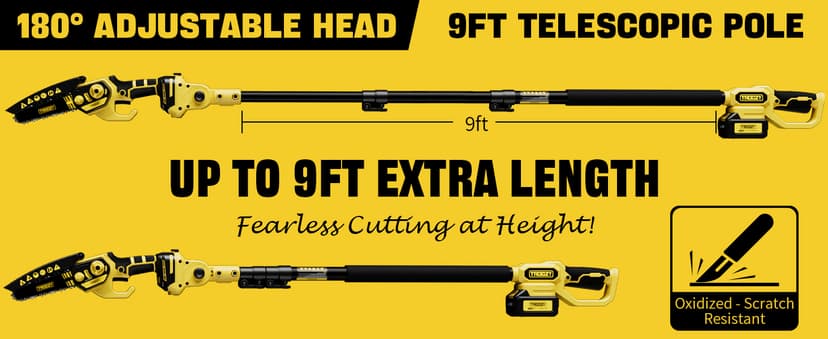 Cordless Pole Saw & Mini Chainsaw 2-in-1, 6-inch Brushless Electric Tree Trimmer,Tree Cutter for Outdoors Pruning & Wood Cutting, Battery Included