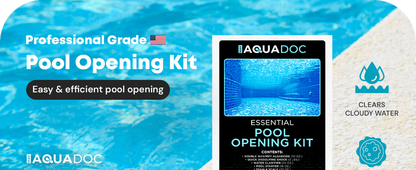 Pool Opening Kit - Pool Starter Kit for Inground Pool & Above Ground Pool Chemical Starter Kit to Open Your Pool - AquaDoc Pool Start Up Chemical Kit Designed for 15000 to 20000 Gallon Pool