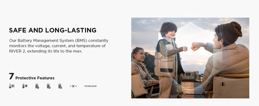 EF ECOFLOW Portable Power Station RIVER 2, 256Wh LiFePO4 Battery/ 1 Hour Fast Charging, 2 Up to 600W AC Outlets, Solar Generator (Solar Panel Optional) for Outdoor Camping/RVs/Home Use