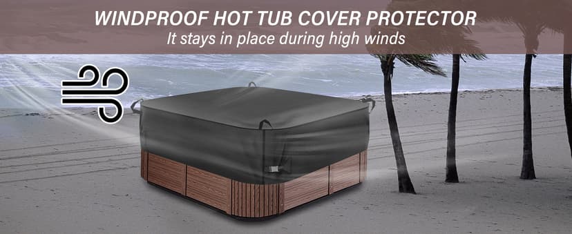 Square Hot Tub Cover 85 x 85 inch, 600D Heavy Duty Oxford Fabric SPA Cover for Hot Tub, Waterproof Outdoor SPA Hard Cover Protector, Waterproof & Anti-UV Jacuzzi Cover, Black