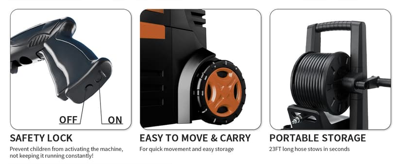2025Upgraded Electric Pressure Washer with Adjustable Touch Screen 5000PSI 3.3GPM/8 Level, 58Total Long, 4 Quick Connect Nozzles,Inlet Hose&Filter&Foam Cannon for Cars/Fences/Driveways/Home Cleaning