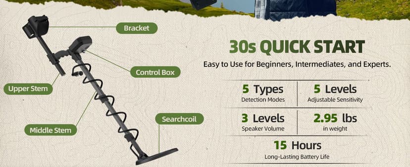 Metal Detector for Adults Professional, Waterproof Pinpoint, High Accuracy Gold and Silver Detection, Underwater and Beach Use, 10'' IP68 Coil, Bigger LCD, New Advanced DSP Chip