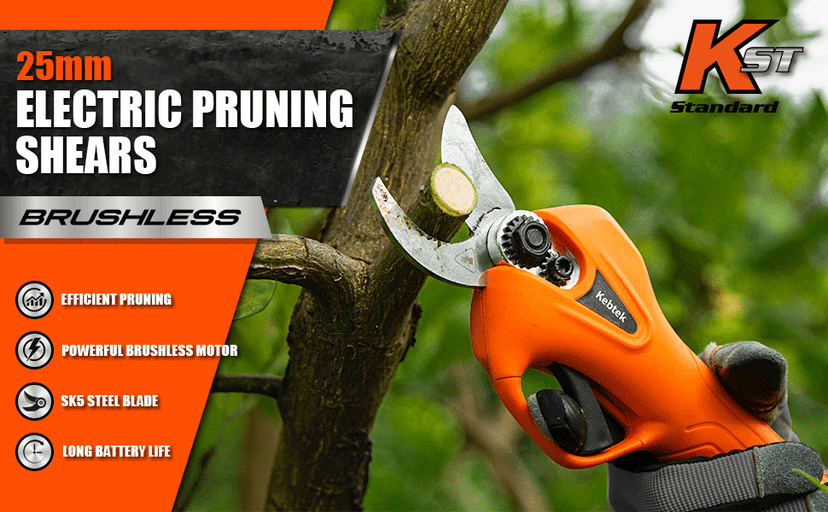 Pruning Shear Battery Powered, Kebtek Cordless Portable Electric Pruner with 2Pack 2Ah Rechargable Batteries -16.8V 25MM(0.98Inch) Cutting Diameter