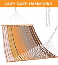 Lazy Daze Hammocks 12FT Double Rope Hammocks, 2 Person Hand Woven Cotton Hammock with Spreader Bar for Outdoor, Indoor, Patio, Poolside, FIT 13-15 Foot Stand, Max 450 Lbs, Natural, 141 x 57 inches