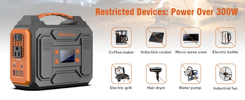 Portable Solar Power Station with Foldable 60W Solar Panel with Power Bank Bag, 110V 300W Generator Power Pack with AC Outlet for Camping Power Outage RV Outdoor Life