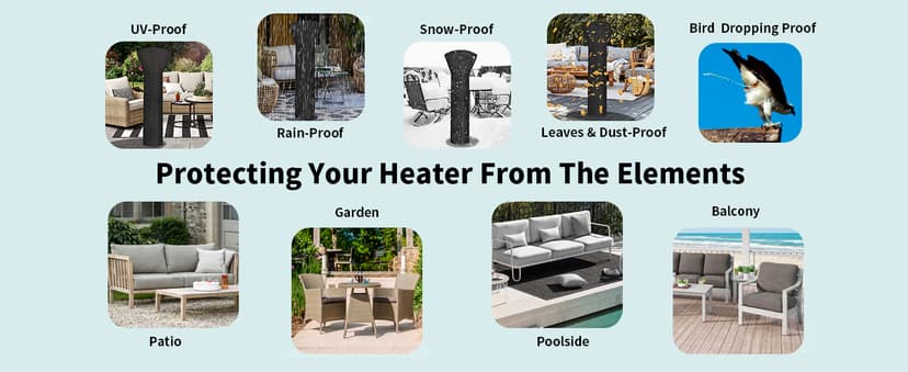 OutdoorLines Waterproof Outdoor Patio Heater Covers with Zipper and Storage Bag, Dust-proof UV-Resistant Windproof Propane Heavy Duty Heater Cover for Standing Heater, 1 Pack-89Hx33Dx19B inch Black