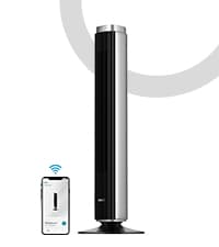 Dreo Tower Fan for Bedroom, 25ft/s Velocity 28dB Quiet Floor Fan, 90° Oscillating Fans for Indoors with 4 Speeds, 4 Modes, 8H Timer, Bladeless Standing Fan, Black, Nomad One (DR-HTF007)