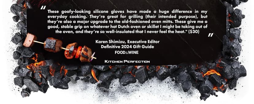 Kitchen perfection Silicone Smoker Oven Gloves -Extreme Heat Resistant BBQ Gloves -Handle Hot Food Right on Your Smoker Grill Fryer Pit|Waterproof Oven Mitts Grill Gloves |Superior Value Set+3 Bonuses