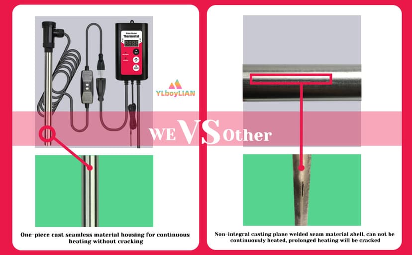 1800W Immersion Water Heater Portable Electric Hot Tub & Pool Fully Submersible Water Heater with Thermostat, GFCI Leakage Protection for Bathtub, Buckets, Swimming Pool, Baptistry, Pools