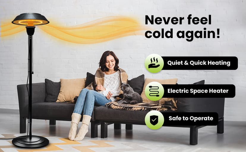 Indoor & Outdoor 1500W Electric Infrared Patio Heater, Waterproof & Tip-Over Protection, Perfect for Garden, Balcony