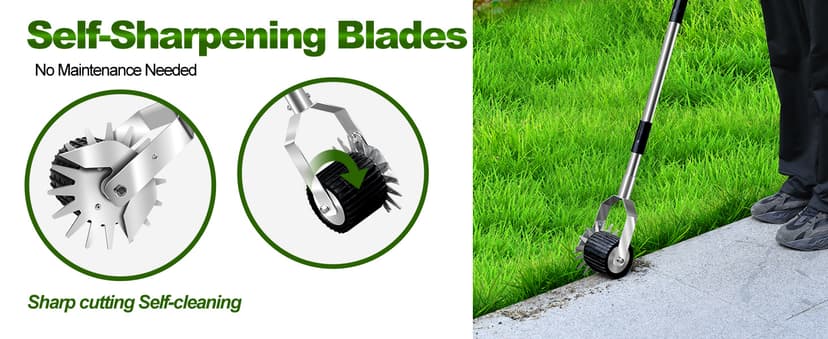 Wheel Rotary Edger Lawn Tool, Manual Grass Edger Trimmer with Adjustable 31.5-60 Inch Stainless Steel Handle, Weed Edger for Sidewalks, Driveways, Garden, Yard, Landscaping, Ergonomic