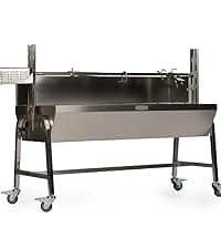 TITAN GREAT OUTDOORS Ash & Ember 13W Stainless Steel Rotisserie Grill, Rated 85 LB for Medium Game, 4 RPM Rotation Speed, Outdoor Grill with Dual Prong Spit Rod, Single Leg Bracket, and Spine Fork