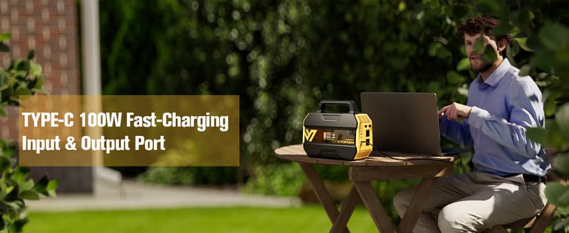 VTOMAN FlashSpeed 300 Portable Power Station 70000mAh, Only 7.4lbs with 7 Outlets, LiFePO4 Generator with Up to 600W AC Outlet, 12V/24V DC Input Adapt RV/Van, PD 100W Type-C for Power Outage, Camping