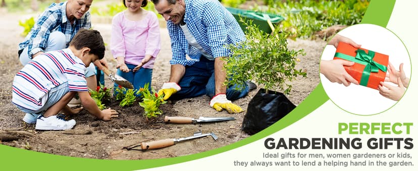 WORKPRO Garden Tool Set, 3 Pcs Gardening Hand Tools with Wood Handle, Weed Puller, Crack Weeder, Hand Trowel, for Planting, Digging, Weeding, Ideal Gardening for Women & Men