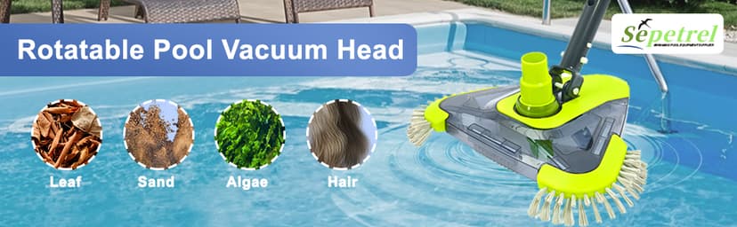 Sepetrel Upgrade Pool Vacuum Head with Side Brush & Universal Rotatable Hose Adapter,Weighted Triangular Shape(Safe for Vinyl Liner Pool)
