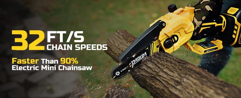 Mini Chainsaw Cordless 6 Inch, 32FT/S Fast Powerful Cutting, Brushless Electric Handheld Chain Saw with 3.0Ah Battery Powered, Auto Oiler, Lightweight, Sharp for Tree Trimming Pruning(Upgrade Version)